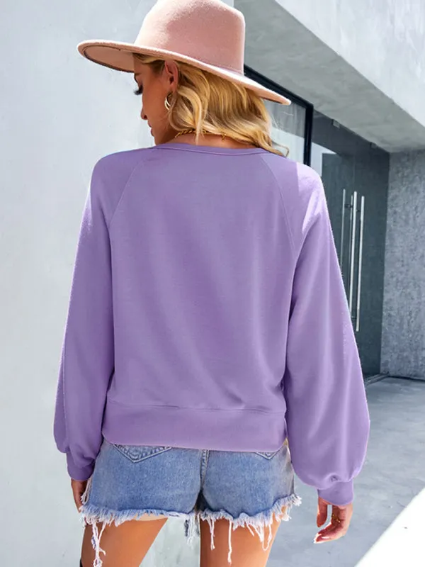 Kiley Women Fashion Casual Loose Casual Solid Color Hoodie Long Sleeve Tops