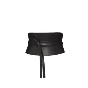 Leather Obi Corset Belt - Pitch Black
