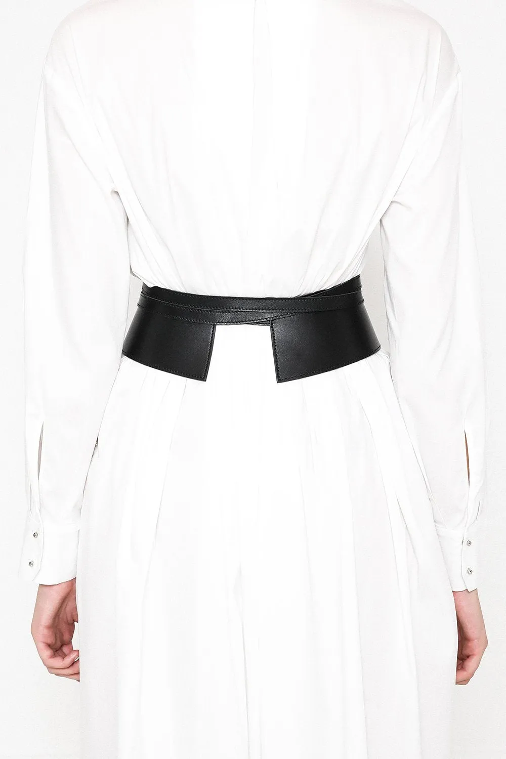 Leather Obi Corset Belt - Pitch Black