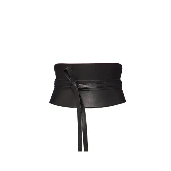 Leather Obi Corset Belt - Pitch Black