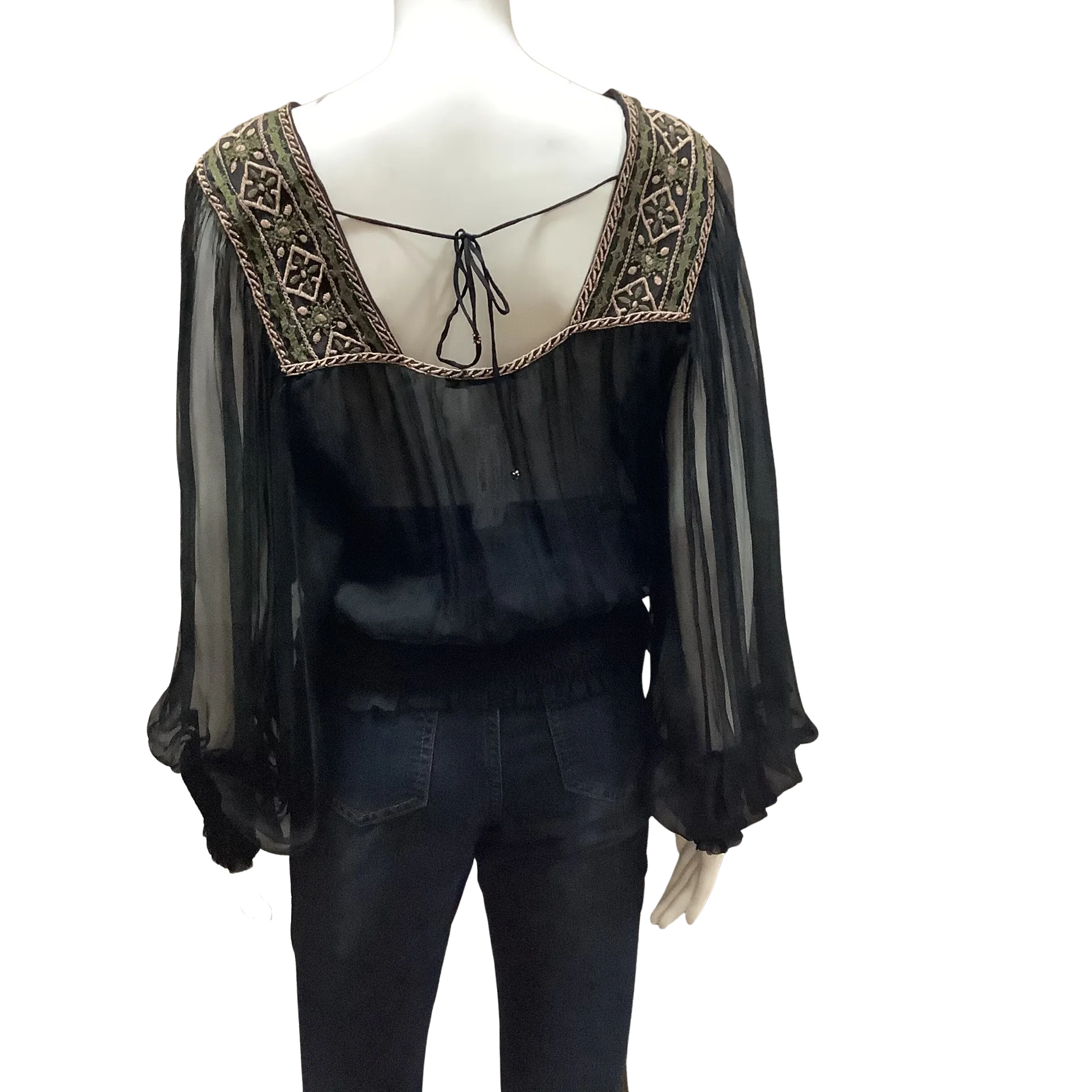 Love Sam Women's Top Black Sheer Elastic Bottom Size: S