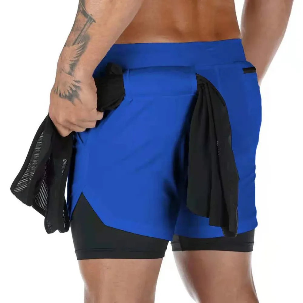 Men's 2-In-1 Compression Running Shorts Gym Wear