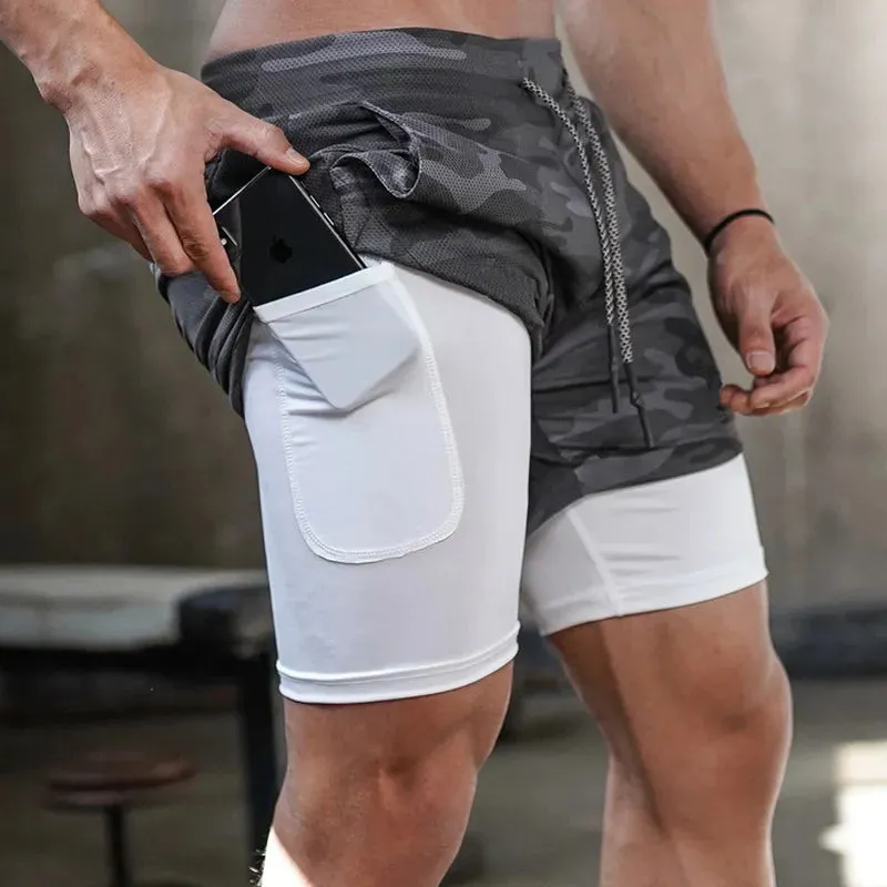 Men's 2-In-1 Compression Running Shorts Gym Wear