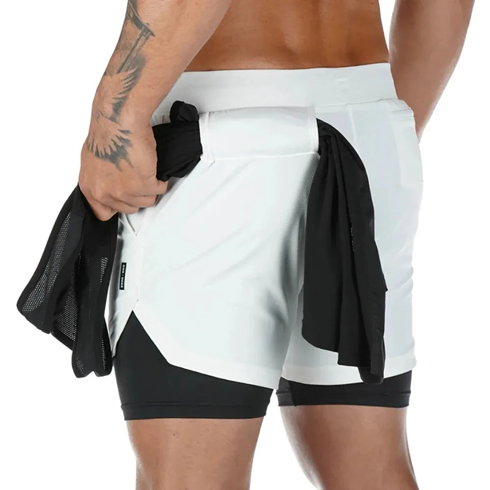 Men's 2-In-1 Compression Running Shorts Gym Wear