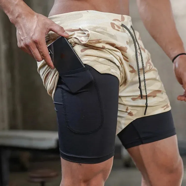 Men's 2-In-1 Compression Running Shorts Gym Wear