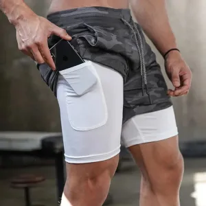 Men's 2-In-1 Compression Running Shorts Gym Wear