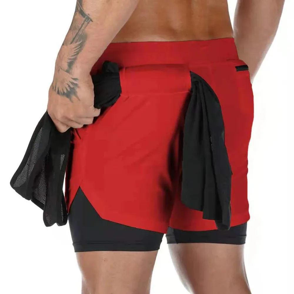 Men's 2-In-1 Compression Running Shorts Gym Wear