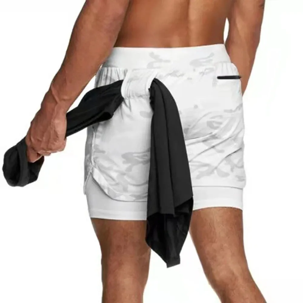 Men's 2-In-1 Compression Running Shorts Gym Wear