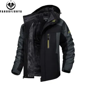 Men's 9XL Fleece-Lined cc – Removable Hood Skiing Windbreaker