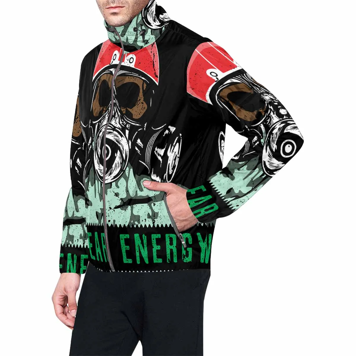 Men's Windbreaker printed nuclear energy skull