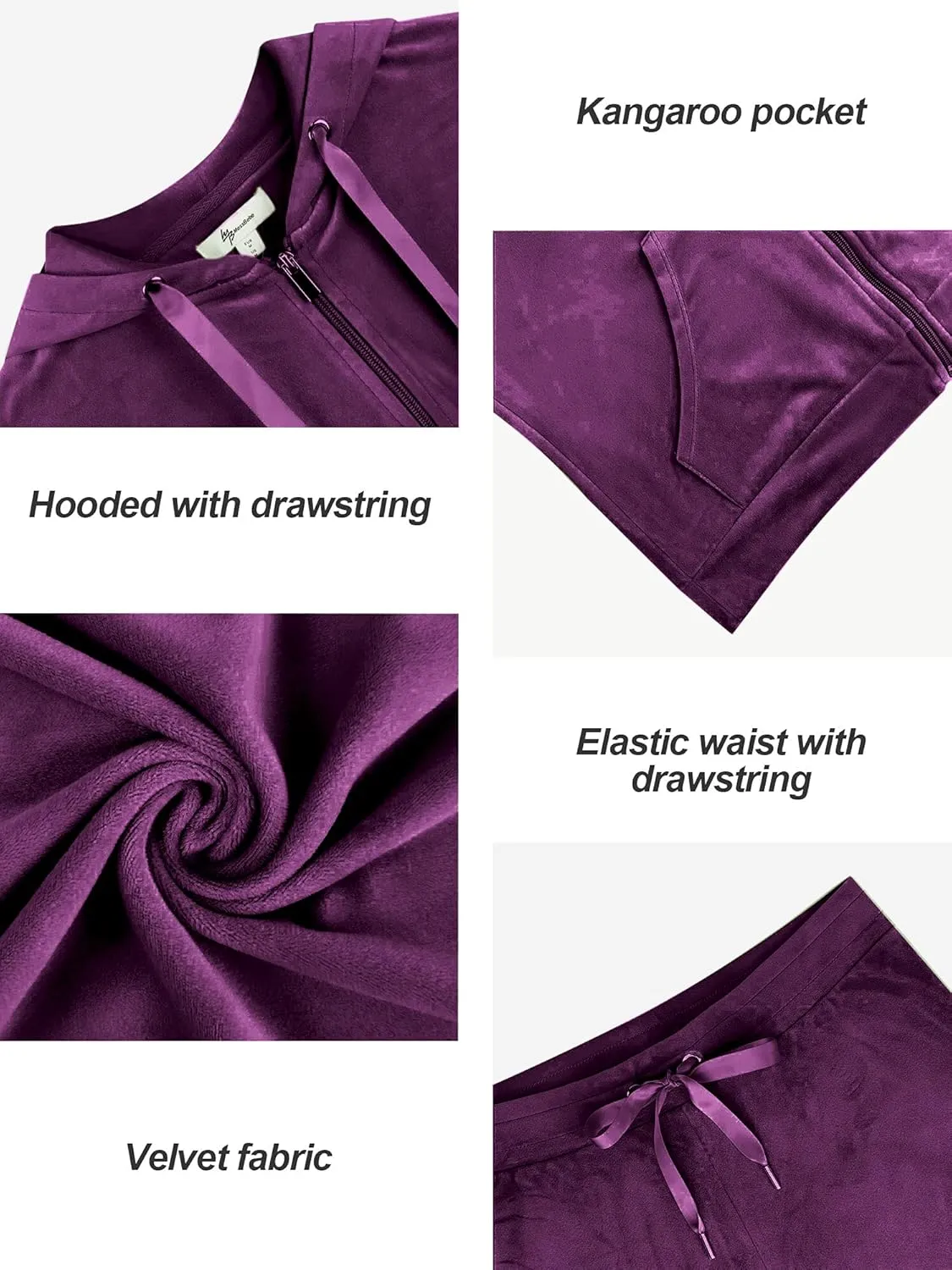 MessBebe Womens Velour Tracksuits Set Long Sleeve Sweatsuits 2 Piece Sports Outfit Zip Hoodie Sweatpants Joggers Set