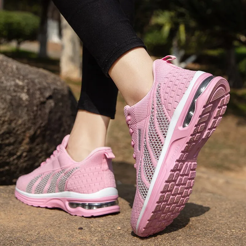 New Running Shoes Ladies Breathable Sneakers Summer Light Mesh Air Cushion Women&#39;s Sports Shoes Outdoor Lace Up Training Shoes