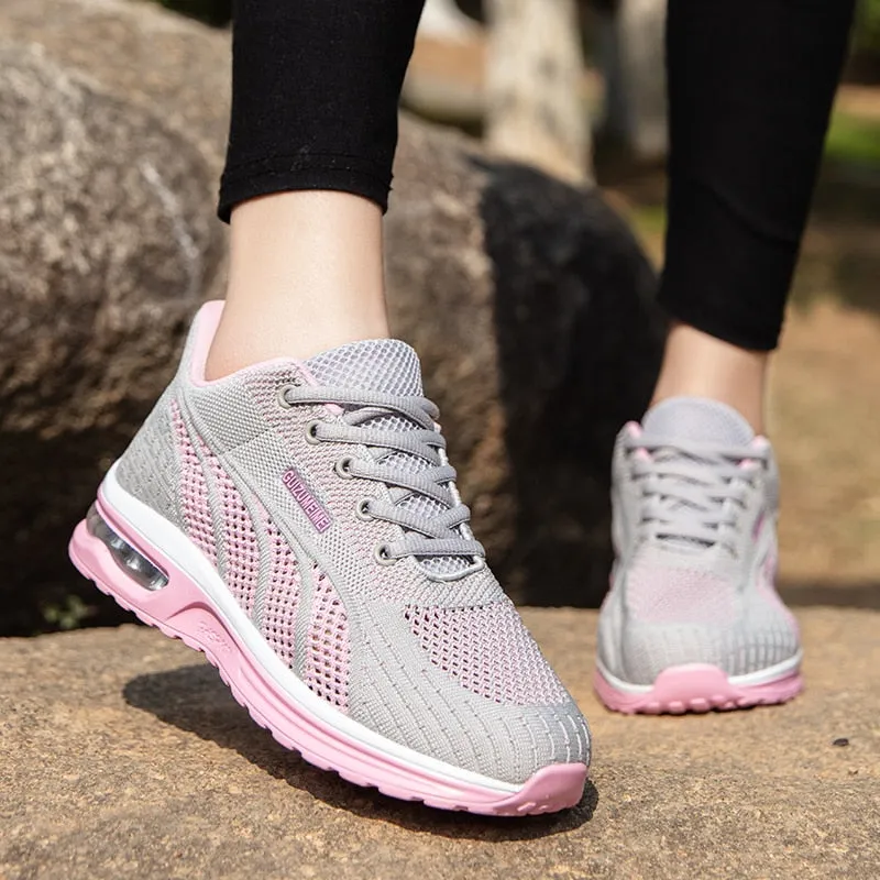 New Running Shoes Ladies Breathable Sneakers Summer Light Mesh Air Cushion Women&#39;s Sports Shoes Outdoor Lace Up Training Shoes