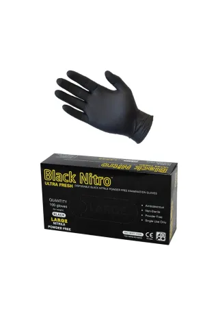 Nitro Disposable Black Industrial Heavy Duty Nitrile Gloves 100 PCS