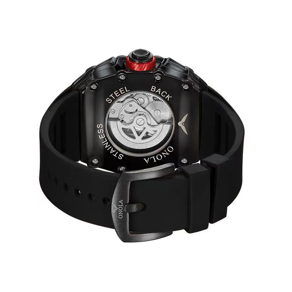 ONOLA 43mm Luxury Diamond Skeleton Watch Barrel Shaped