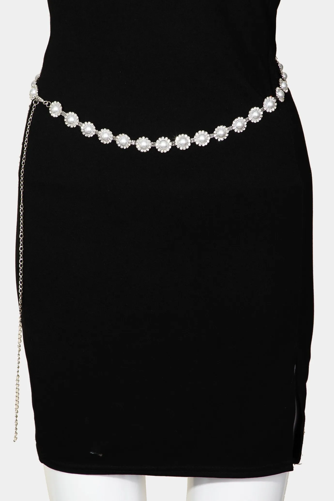 Pearl Rhinestone Chain Belt
