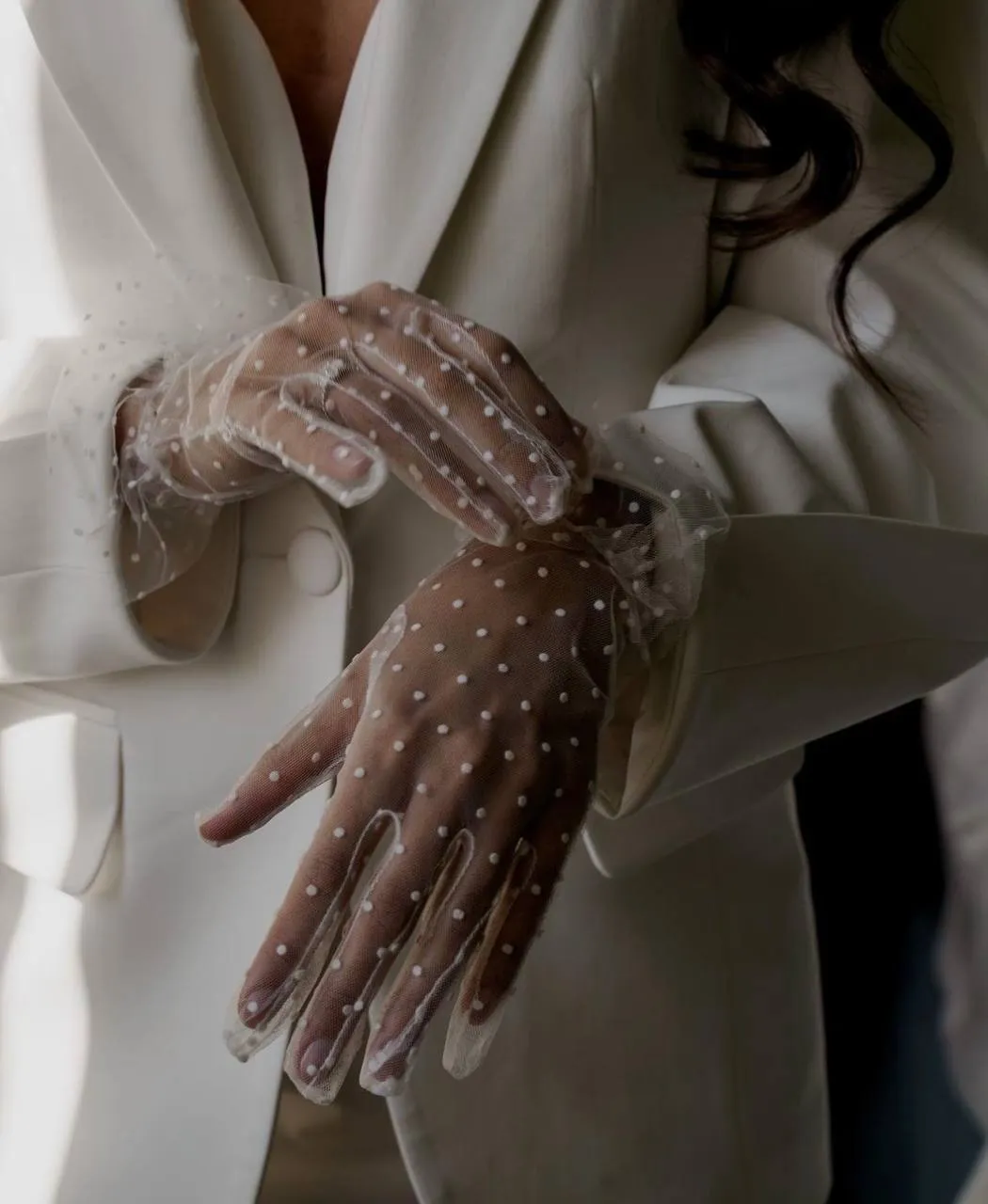 Polka Dot Wedding Gloves