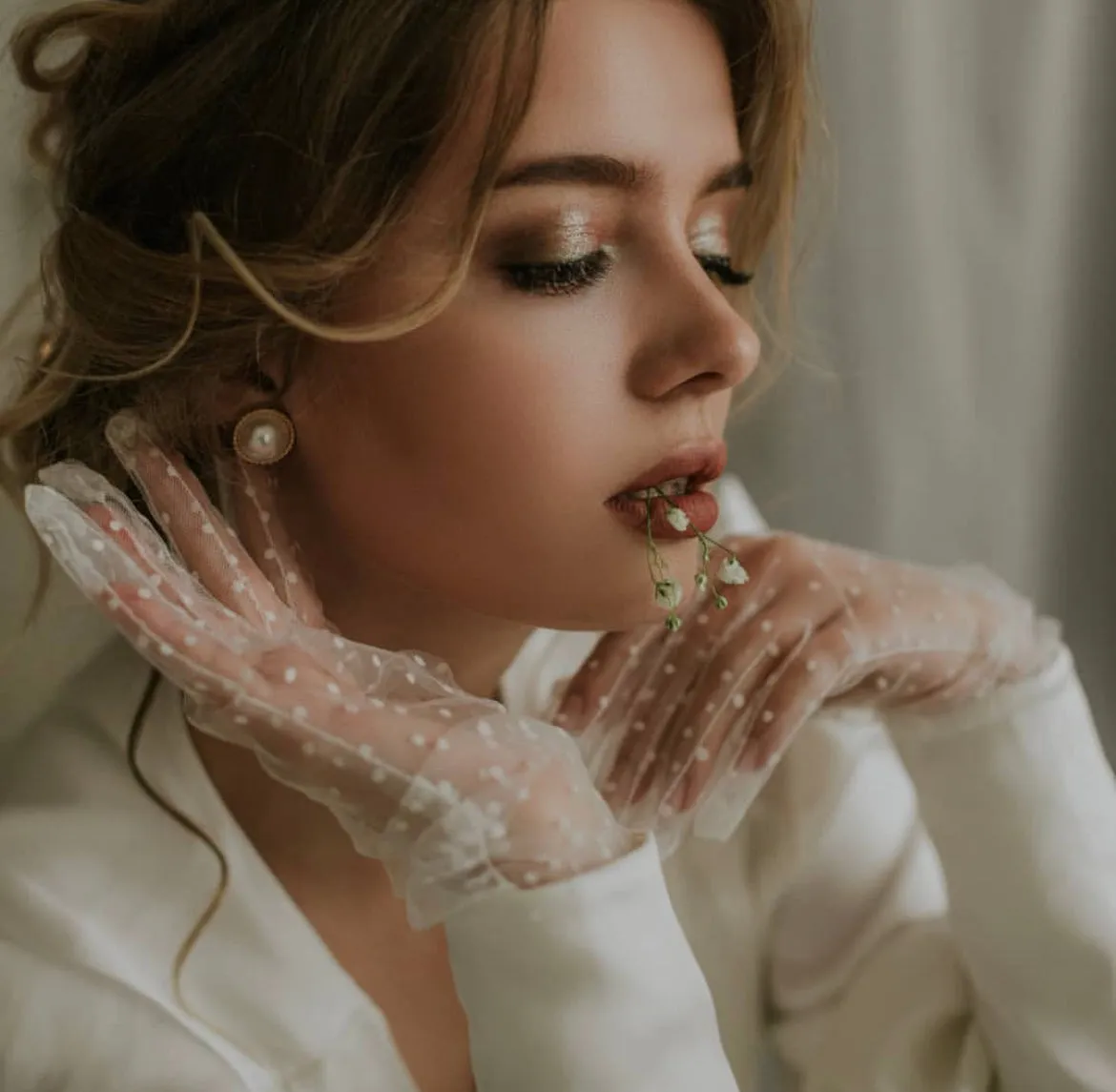 Polka Dot Wedding Gloves