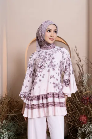 Pre Order - Medinela Blouse Pink Scallop