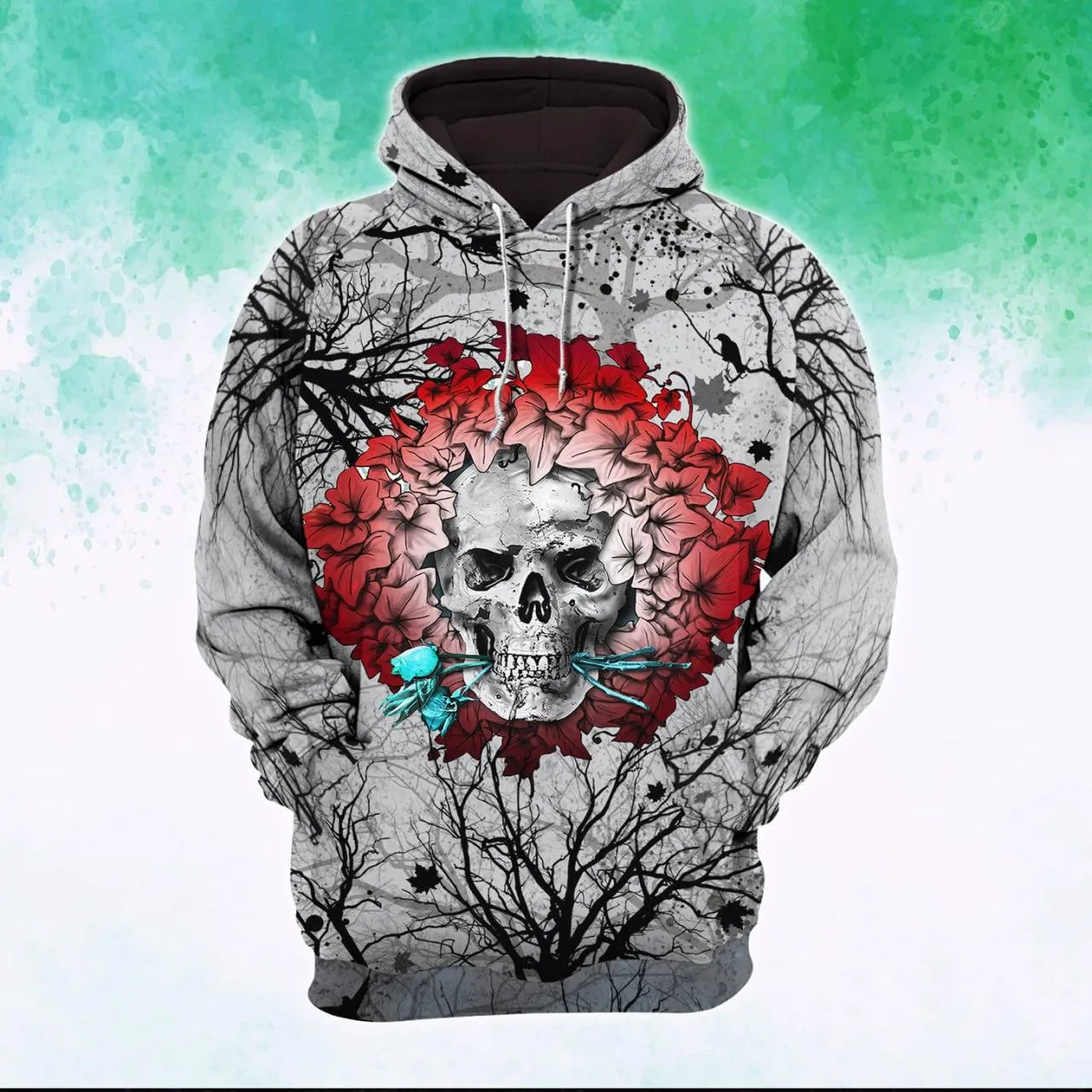 Punk Skull Gothic Artwork Combo Hoodie and Leggings