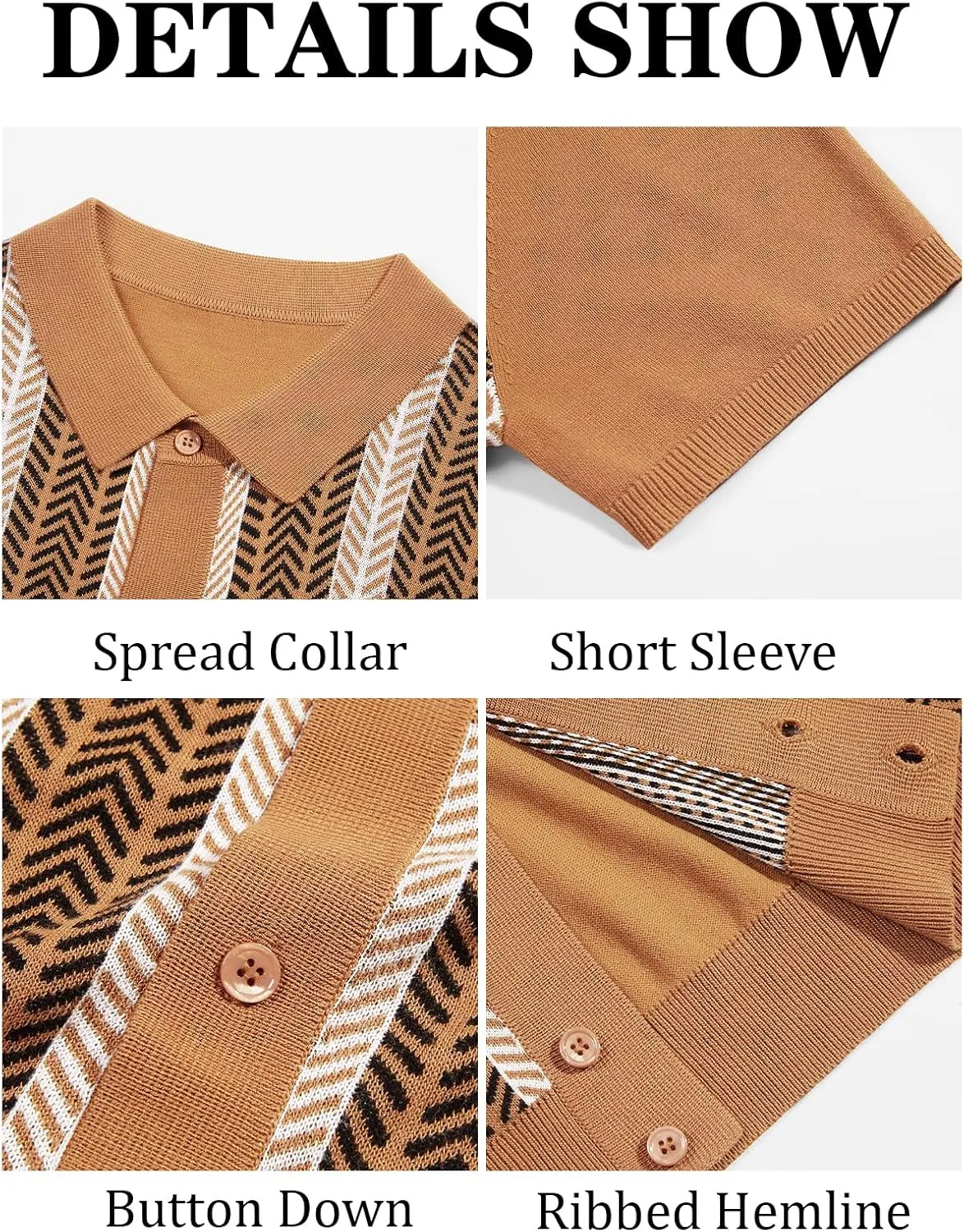 Runcati Mens Knit Polo Shirts Vintage Casual Short Sleeve Shirt Golf Button Down Old Money Sweater