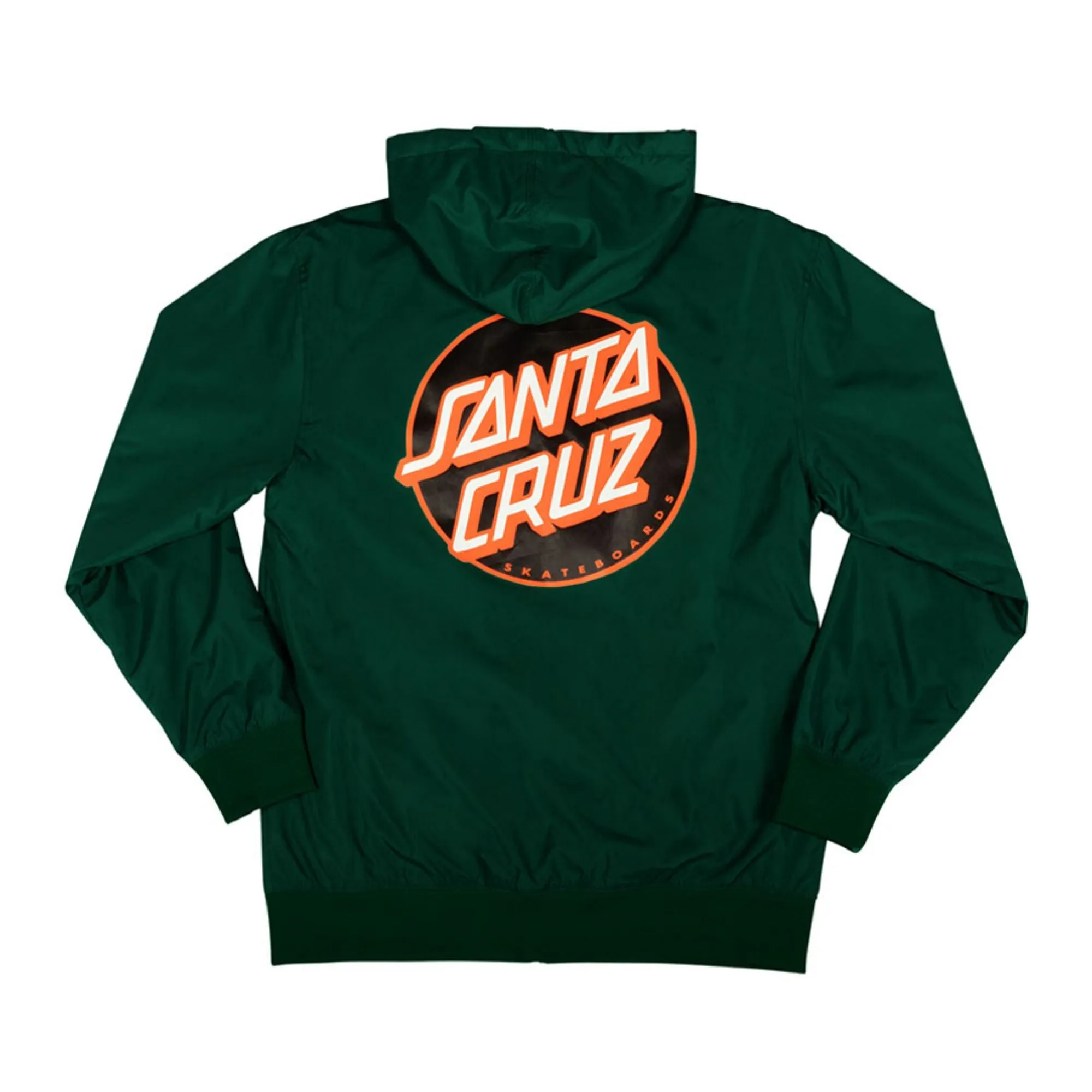 Santa Cruz Dot Hooded Windbreaker Jacket, Forest Green