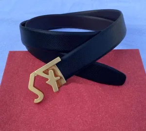 SF Letter Leather Strap Belt With Pressing Buckle-JonasParamount