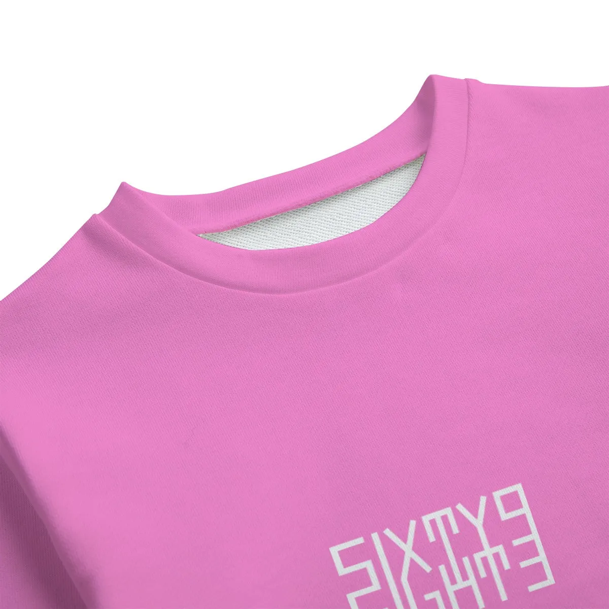 Sixty Eight 93 Logo White Pink Kid's Round Neck Sweatshirt