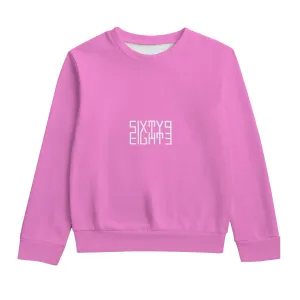 Sixty Eight 93 Logo White Pink Kid's Round Neck Sweatshirt