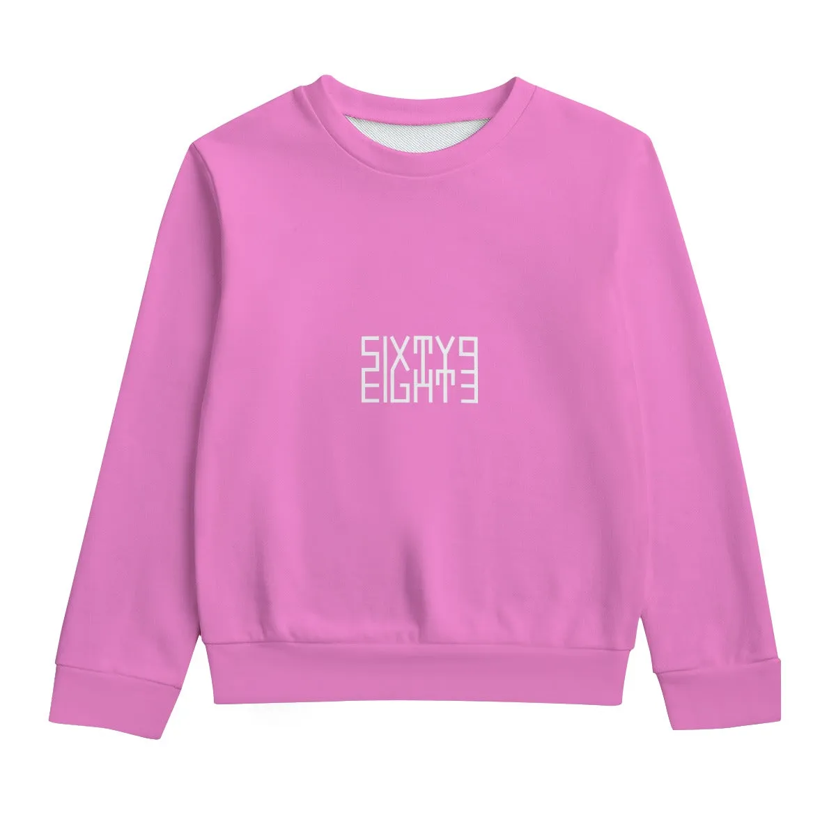 Sixty Eight 93 Logo White Pink Kid's Round Neck Sweatshirt