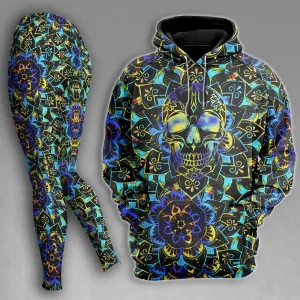 Skull Sugar Madala Pattern Gothic Combo Hoodie and Leggings