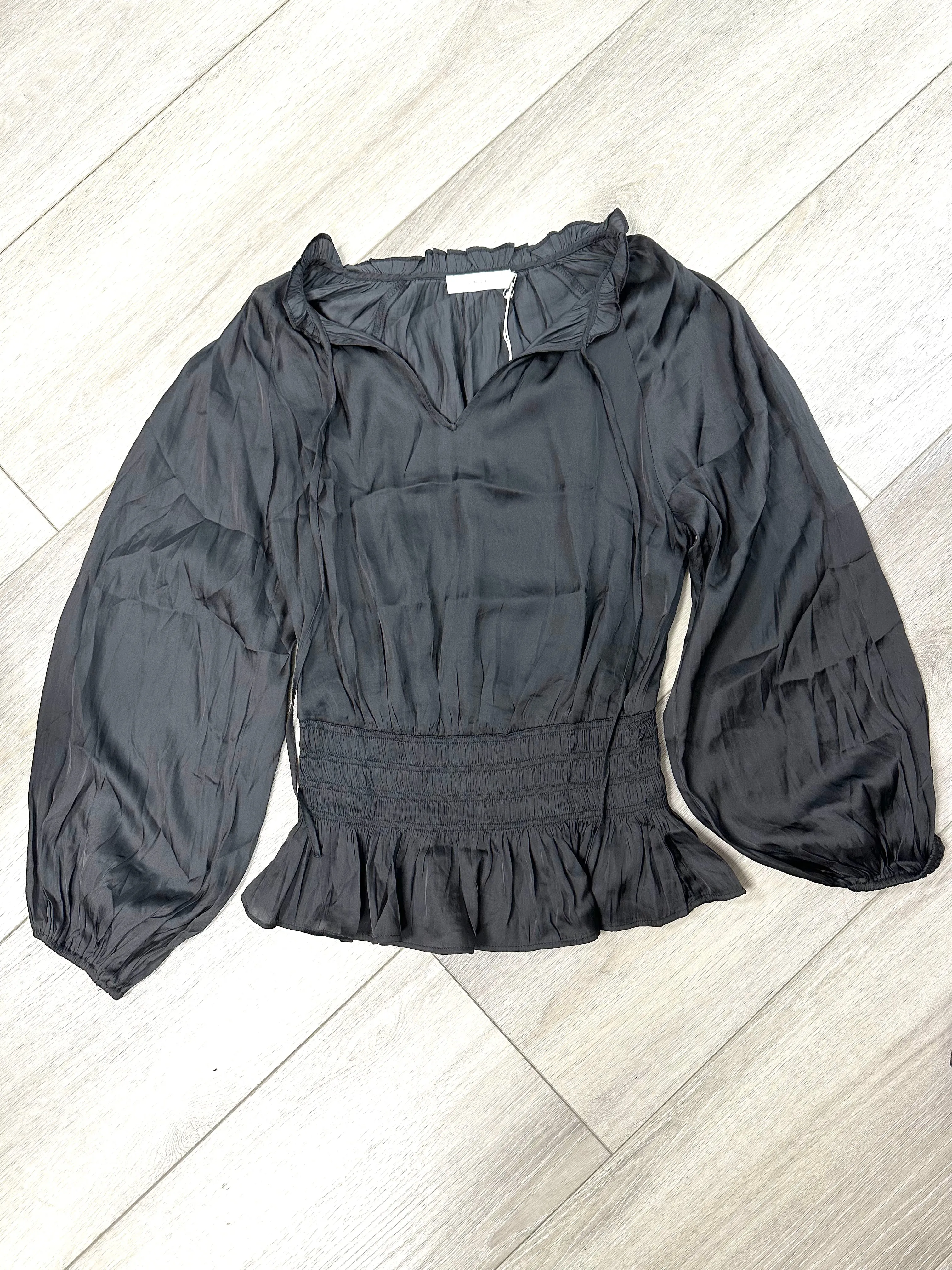 Smocked Waist Silky Blouse