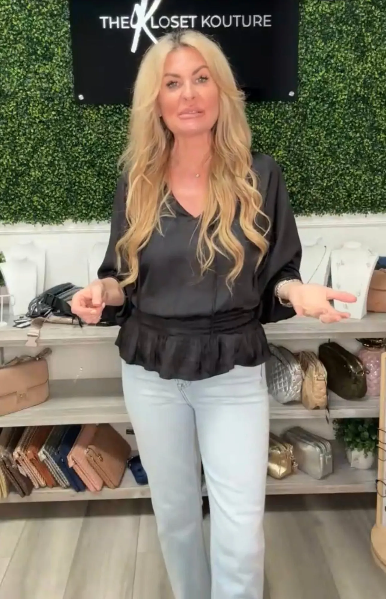 Smocked Waist Silky Blouse