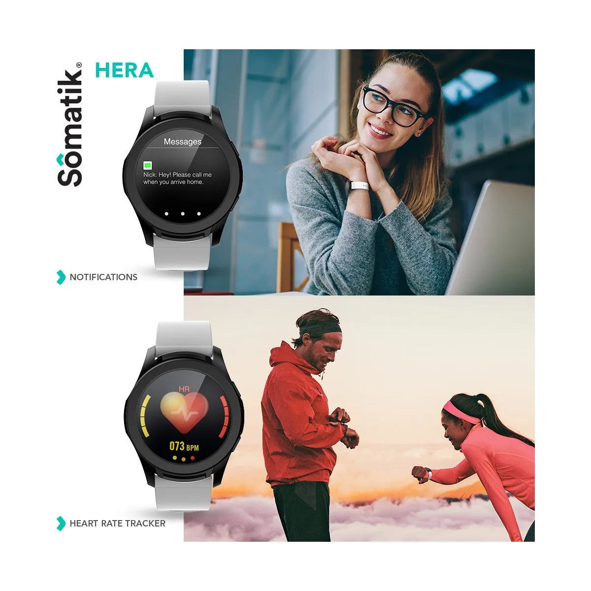 Somatik Hera 24-Hour Temperature Smart Fitness Watch