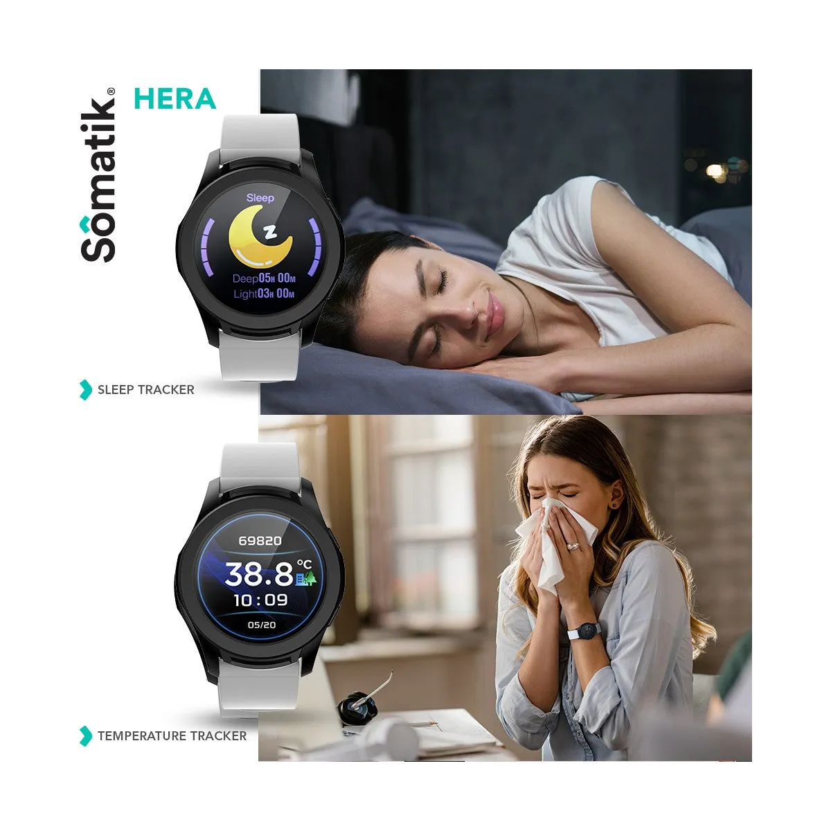 Somatik Hera 24-Hour Temperature Smart Fitness Watch
