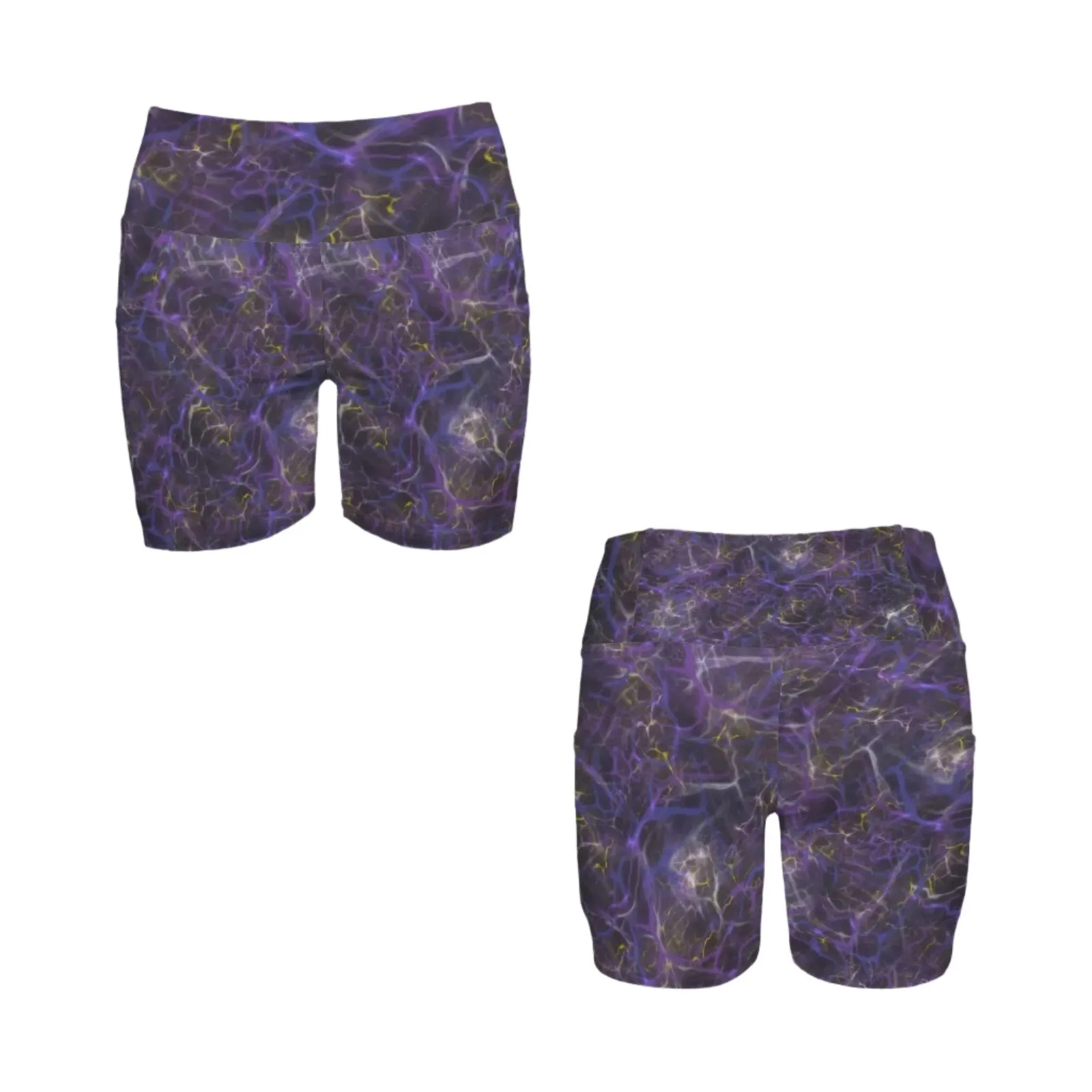 Stormy Purple Yoga Shorts with Pockets up to 5 XL (FWS)