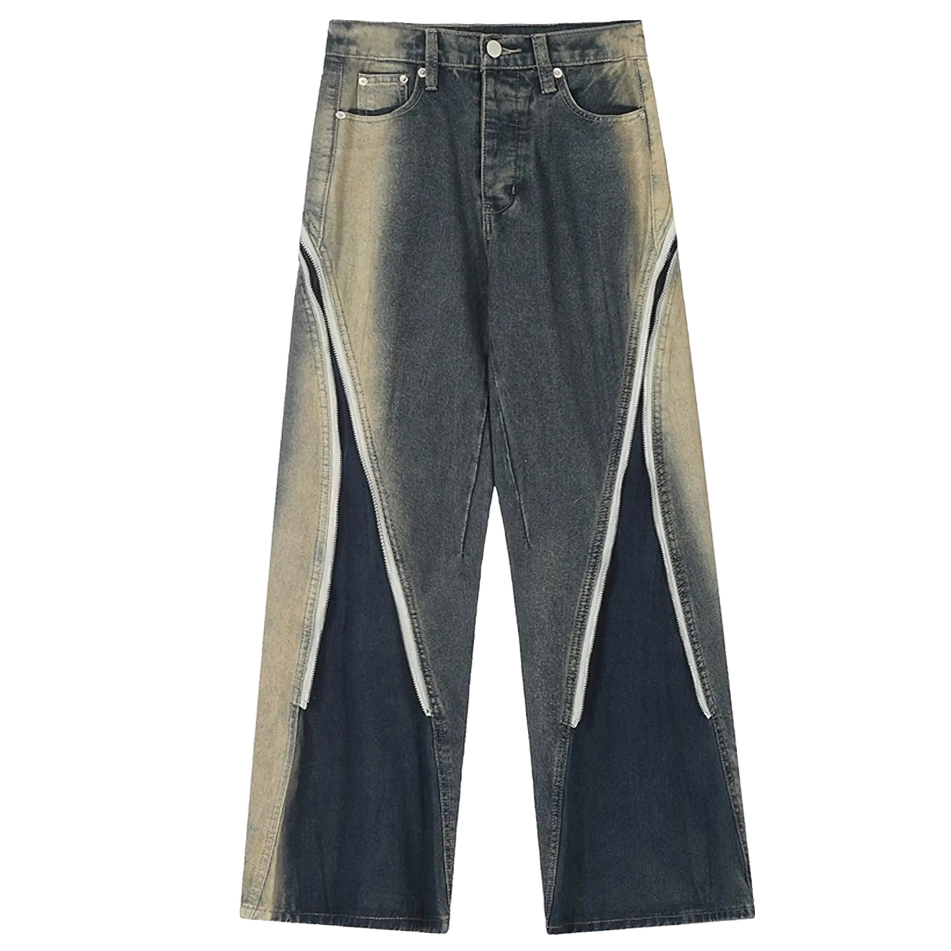 'Stride' Full Zip Stacked Denim Jeans