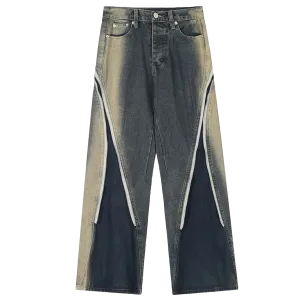 'Stride' Full Zip Stacked Denim Jeans