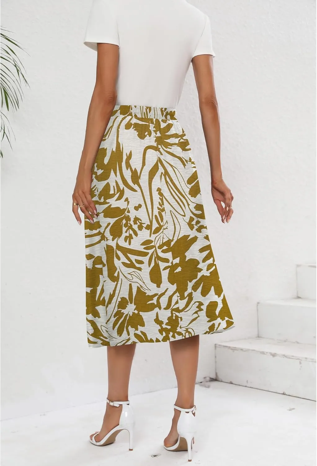 Summer Skirts with Pockets 2025 Boho Midi Length Skirt High Waisted Beach Cover Up for Women Trendy(S-2XL)