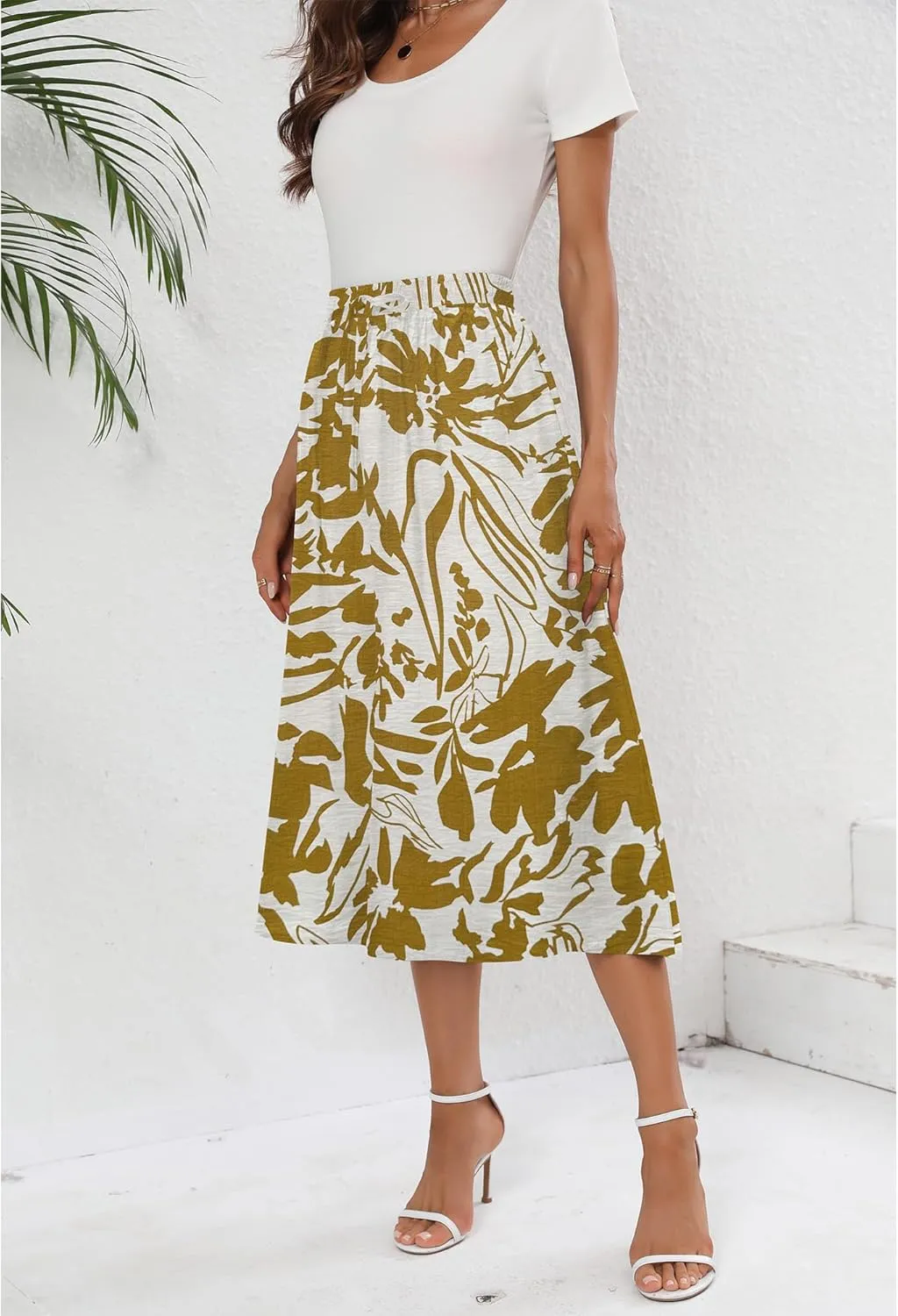 Summer Skirts with Pockets 2025 Boho Midi Length Skirt High Waisted Beach Cover Up for Women Trendy(S-2XL)