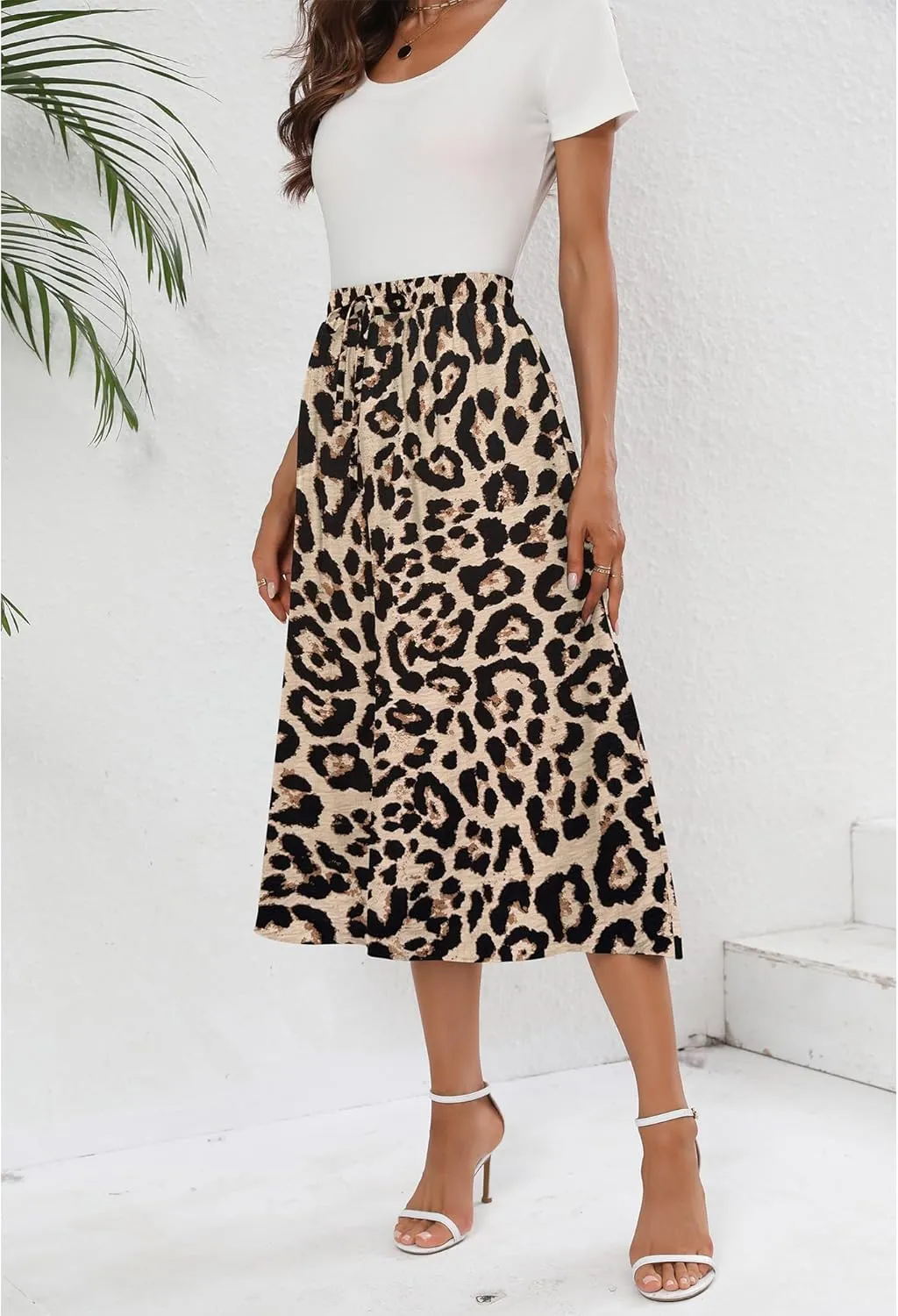 Summer Skirts with Pockets 2025 Boho Midi Length Skirt High Waisted Beach Cover Up for Women Trendy(S-2XL)