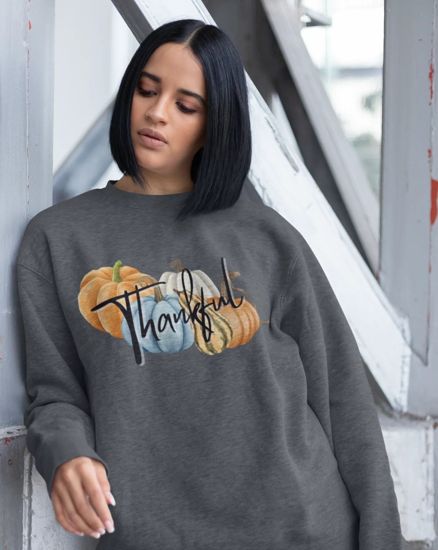 Thankful Pumpkin Sweatshirt, Fall Coffee Sweatshirt for Women, Vintage Thanksgiving Sweater, Fall Crewneck Pumpkin Heart Sweatshirt