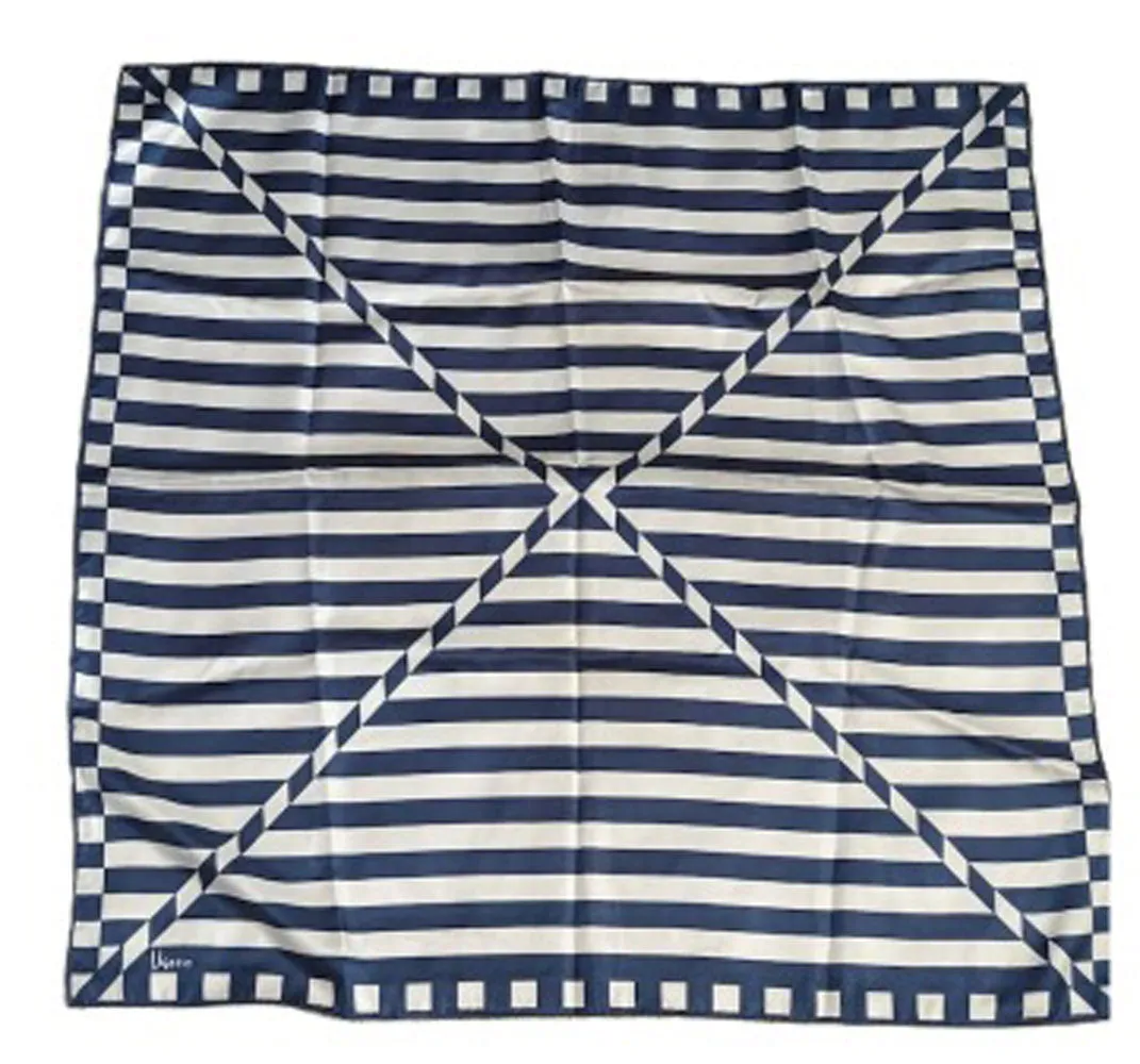VINTAGE 60S 70S VERA NAVY AND WHITE NAUTICAL LOOK SCARF