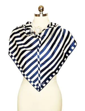 VINTAGE 60S 70S VERA NAVY AND WHITE NAUTICAL LOOK SCARF