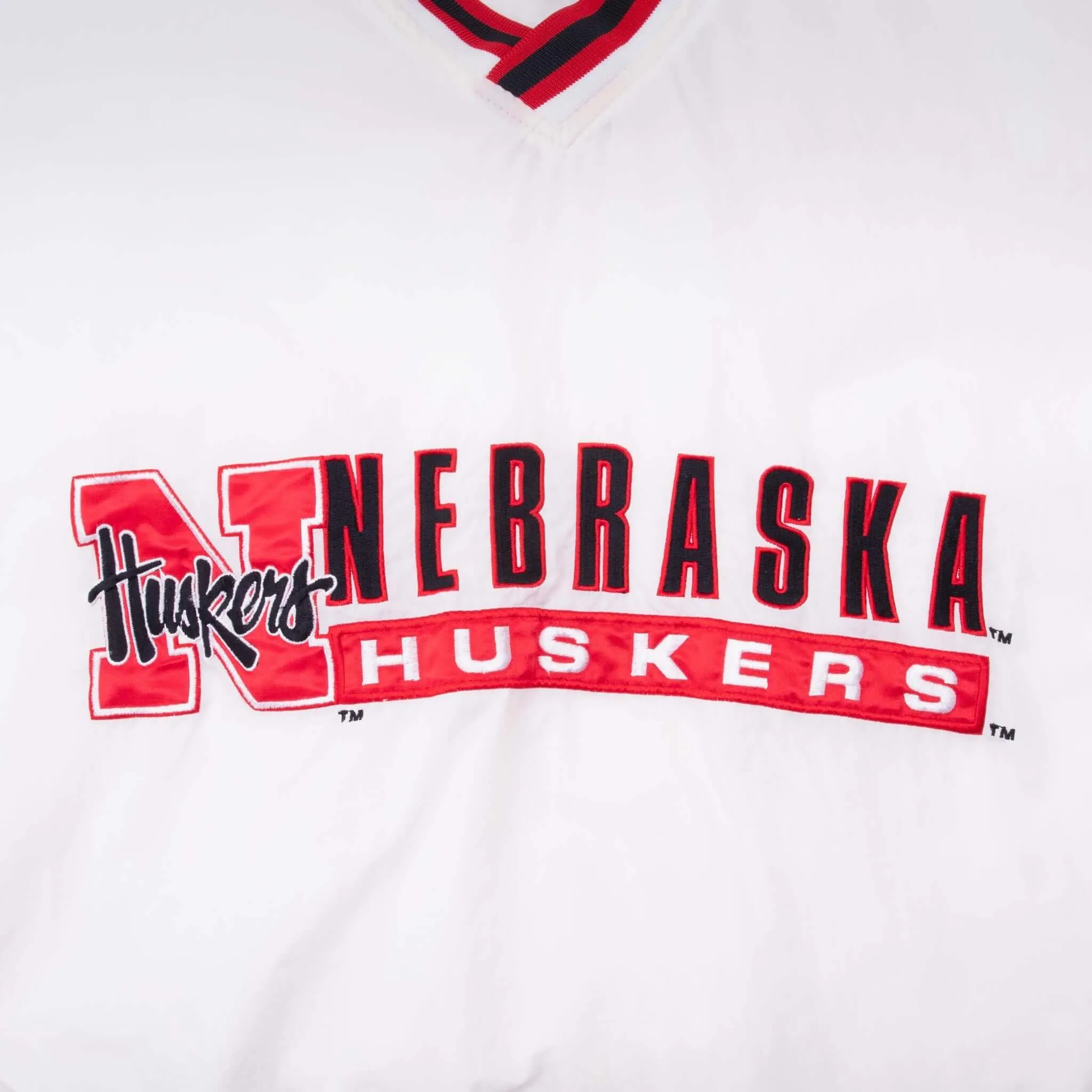 VINTAGE NCAA NEBRASKA HUSKERS WHITE PULLOVER WINDBREAKER JACKET 1990S 2XL