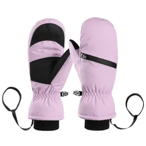 Winter Padded Ski Gloves Outdoor Windproof Warm Sports Gloves, Size: L(Light Purple)