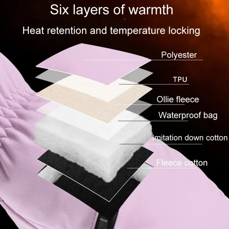 Winter Padded Ski Gloves Outdoor Windproof Warm Sports Gloves, Size: L(Light Purple)