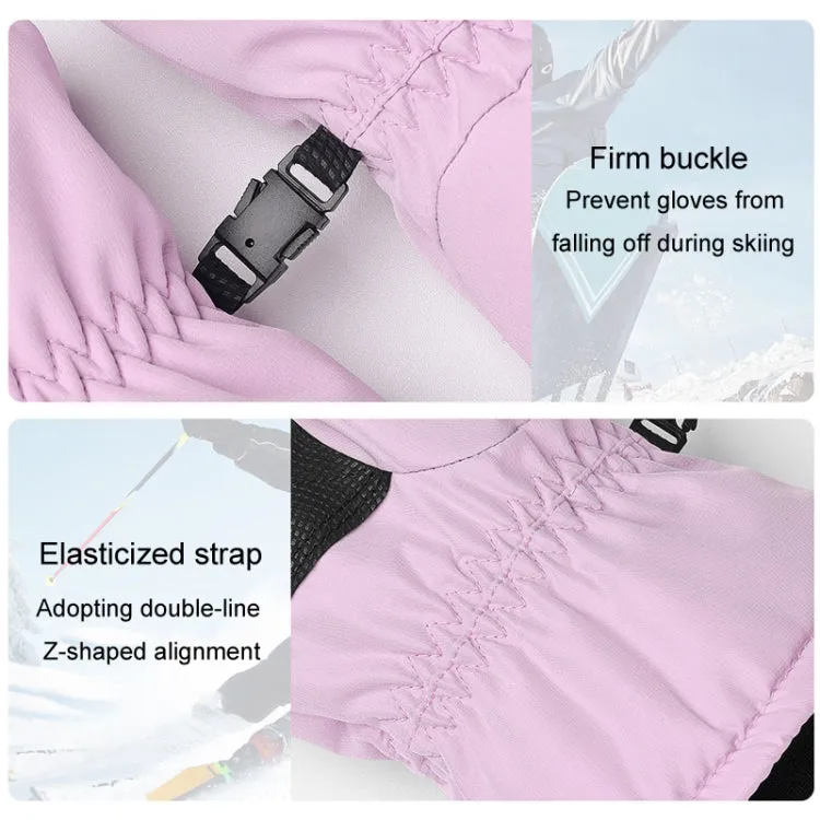Winter Padded Ski Gloves Outdoor Windproof Warm Sports Gloves, Size: L(Light Purple)