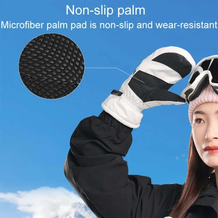 Winter Padded Ski Gloves Outdoor Windproof Warm Sports Gloves, Size: L(Light Purple)