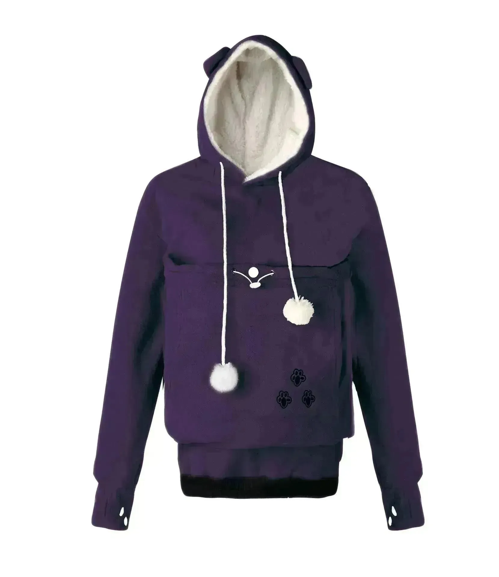 Women Embroidery Big Pocket Hoodie Pullovers Fall Winter Sweatshirt
